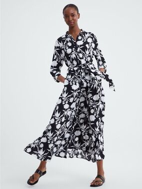 ZARA | Floral Prints Button Down Maxi Dress